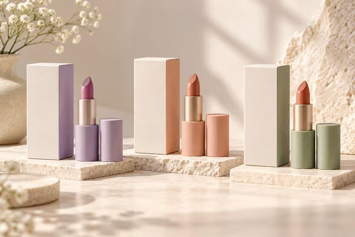 AI-generated concept of matching beauty cartons and containers arranged for packing