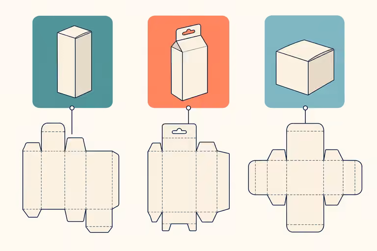 AI-generated concept of carton blanks paired with distinct version cards