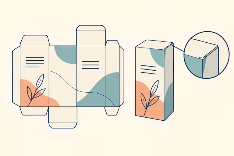AI-generated concept of flat cosmetic artwork beside its folded carton