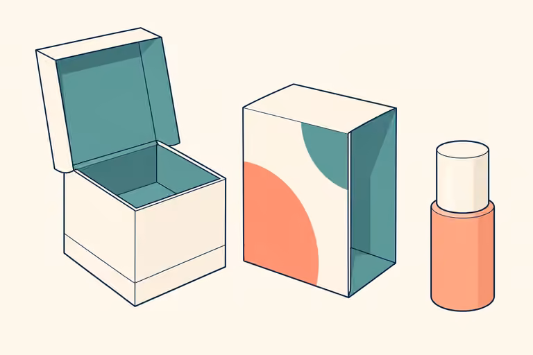 AI-generated concept of a base box, sleeve and beauty product shown separately