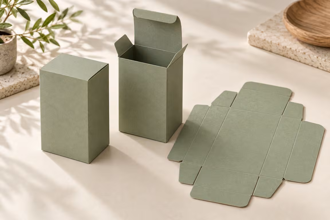 AI-generated concept of assembled and flat carton samples for review