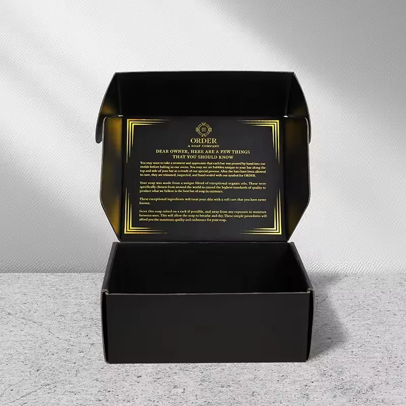 Black Soap Mailer with Gold Foil Logo