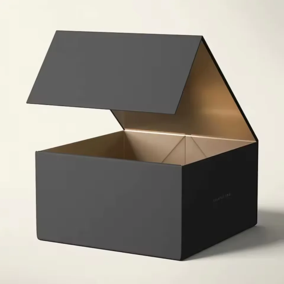 Embossed Black Collapsible Magnetic Gift Box