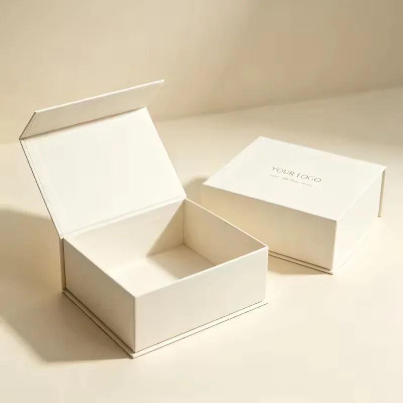 Off-White Magnetic Perfume Box with Gold Foil