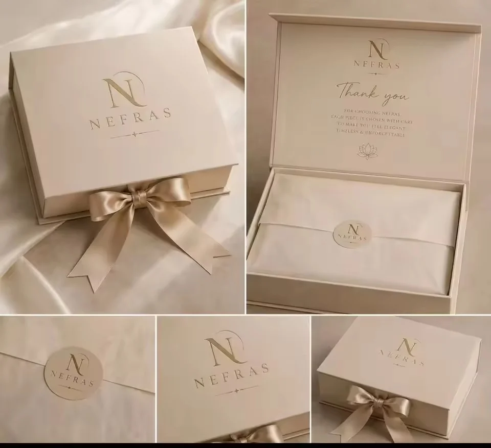 Magnetic Folding Dress Gift Box with Ribbon